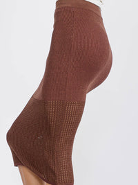 WOMEN'S ELASTIC WAIST SHIMMER KNIT MIDI SKIRT