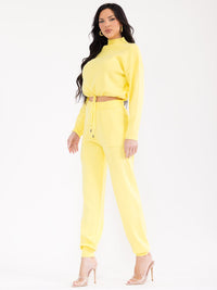 WOMEN'S LONG SLEEVE TOP & ELASTIC WAIST PANTS RIBBED 2PC. SET