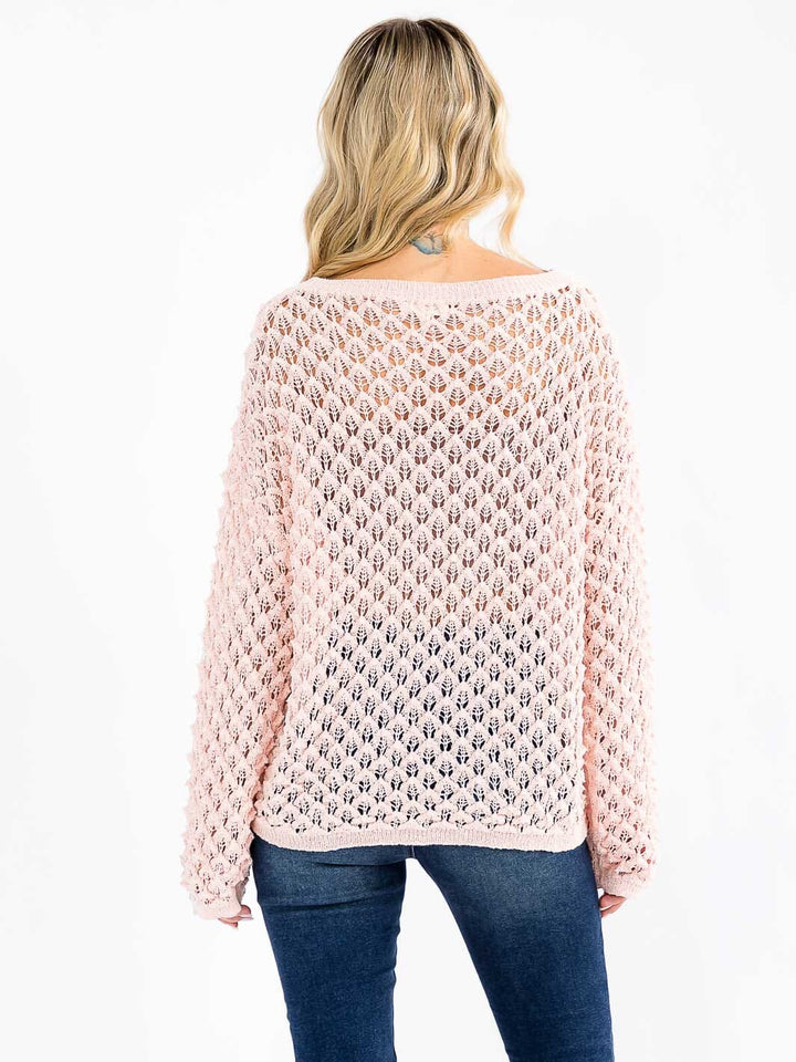 WOMEN'S LONG SLEEVE V-NECK KNIT PULLOVER TOP