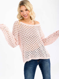 WOMEN'S LONG SLEEVE V-NECK KNIT PULLOVER TOP
