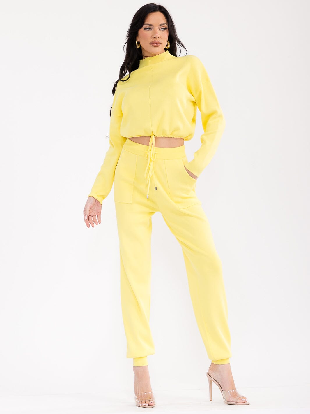 WOMEN'S LONG SLEEVE TOP & ELASTIC WAIST PANTS RIBBED 2PC. SET