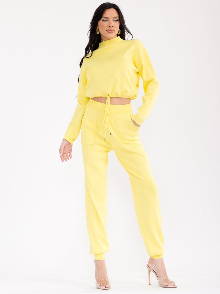 WOMEN'S LONG SLEEVE TOP & ELASTIC WAIST PANTS RIBBED 2PC. SET