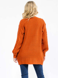 WOMEN'S LONG SLEEVE OPEN FRONT POCKETS KNITTED CARDIGAN