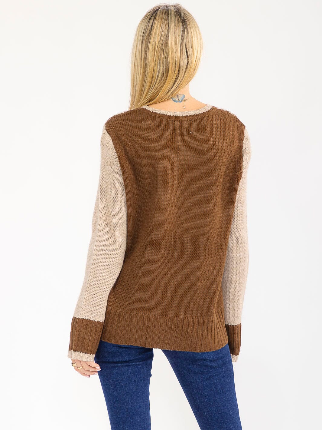 WOMEN'S LONG SLEEVE ANIMAL PRINT PULLOVER KNIT SWEATER