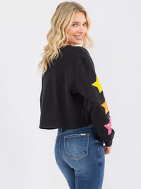 WOMEN'S LONG SLEEVE SEQUINS STARS DETAILED PULLOVER SWEATER