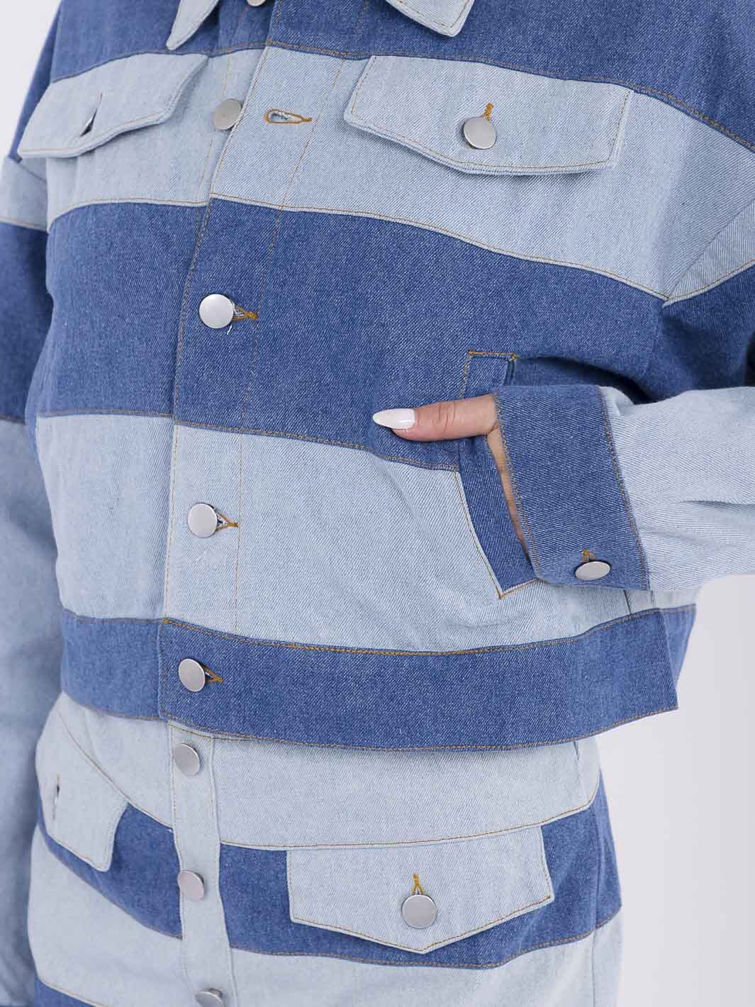 WOMEN'S LONG SLEEVE JACKET & MINI SKIRT TWO TONE DENIM 2PC. SET