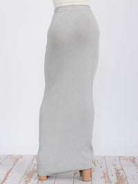 WOMEN'S ELASTIC WAIST SHIMMER PENCIL MAXI SKIRT