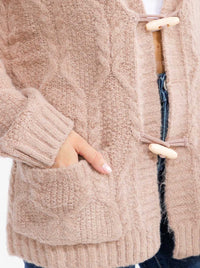 WOMEN'S LONG SLEEVE BUTTON CLOSURE FRONT POCKETS KNIT CARDIGAN