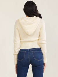 WOMEN'S LONG SLEEVE ZIPPER CLOSURE HOODED KNIT SWEATER