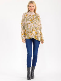 WOMEN'S LONG SLEEVE TURTLE NECK PULLOVER PRINT SHIMMER SWEATER