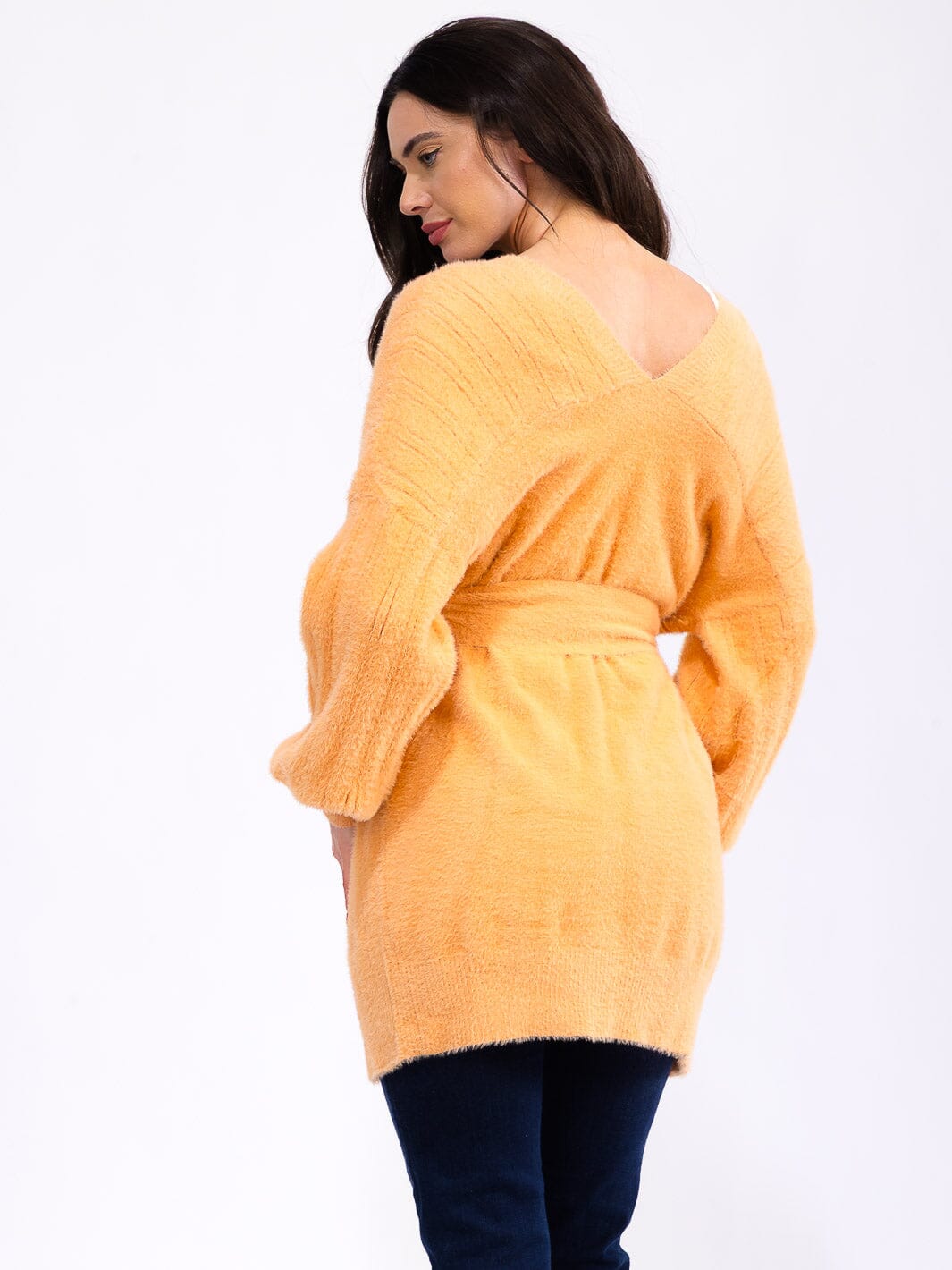 WOMEN'S LONG SLEEVE OPEN FRONT SELF TIE CARDIGAN