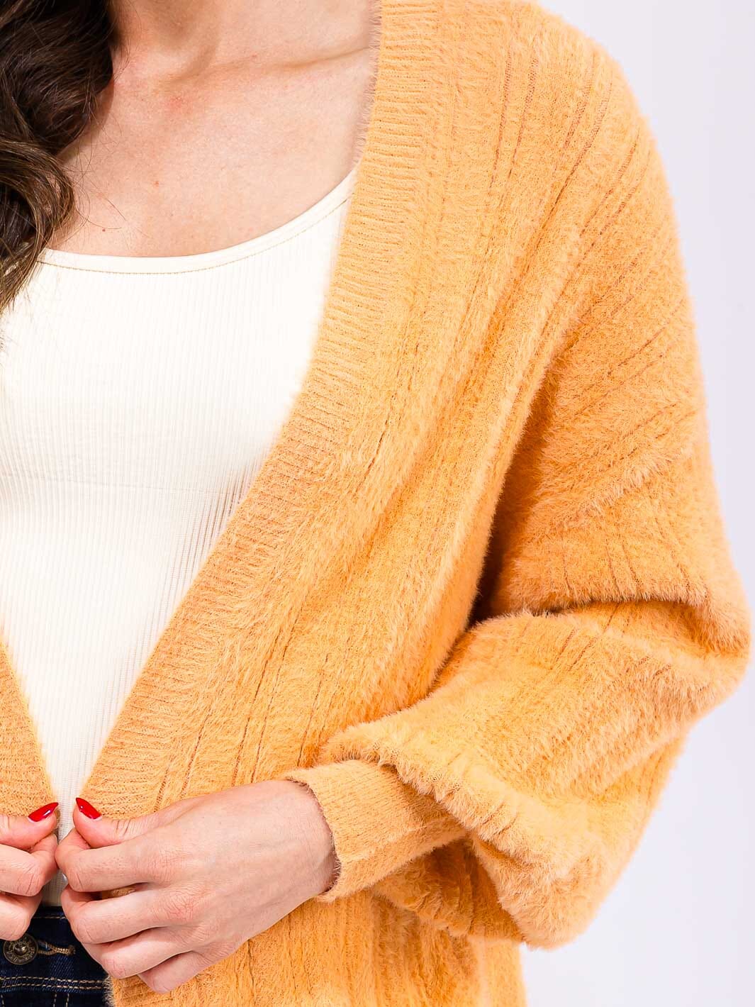 WOMEN'S LONG SLEEVE OPEN FRONT SELF TIE CARDIGAN