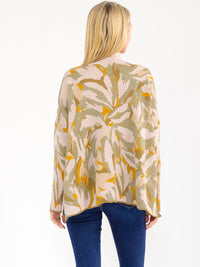 WOMEN'S LONG SLEEVE TURTLE NECK PULLOVER PRINT SHIMMER SWEATER