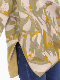 WOMEN'S LONG SLEEVE TURTLE NECK PULLOVER PRINT SHIMMER SWEATER