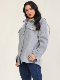 WOMEN'S LONG SLEEVE BUTTON UP FRONT POCKETS JACKET