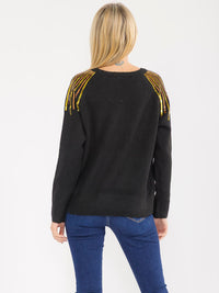 WOMEN'S LONG SLEEVE PULLOVER SEQUINS SWEATER
