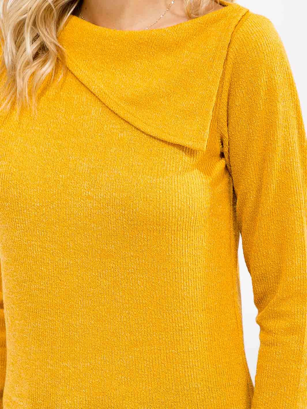 WOMEN'S LONG SLEEVE SOLID COLLAR DETAILED TOP