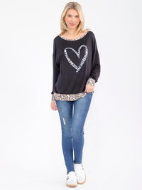 WOMEN'S LONG SLEEVE ANIMAL PRINT GRAPHIC TOP
