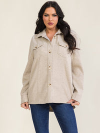 WOMEN'S LONG SLEEVE BUTTON UP FRONT POCKETS JACKET