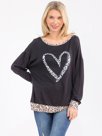 WOMEN'S LONG SLEEVE ANIMAL PRINT GRAPHIC TOP