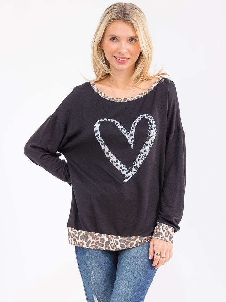 WOMEN'S LONG SLEEVE ANIMAL PRINT GRAPHIC TOP