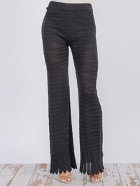 WOMEN'S ELASTIC WAIST WIDE LEG KNIT PANTS