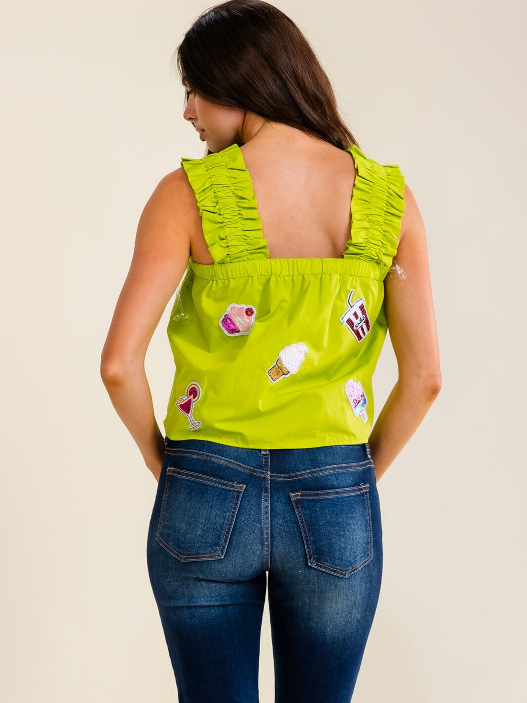 ENTRO WOMEN'S SLEEVELESS SQUARE NECK GRAPHIC TANK TOP