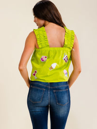 ENTRO WOMEN'S SLEEVELESS SQUARE NECK GRAPHIC TANK TOP