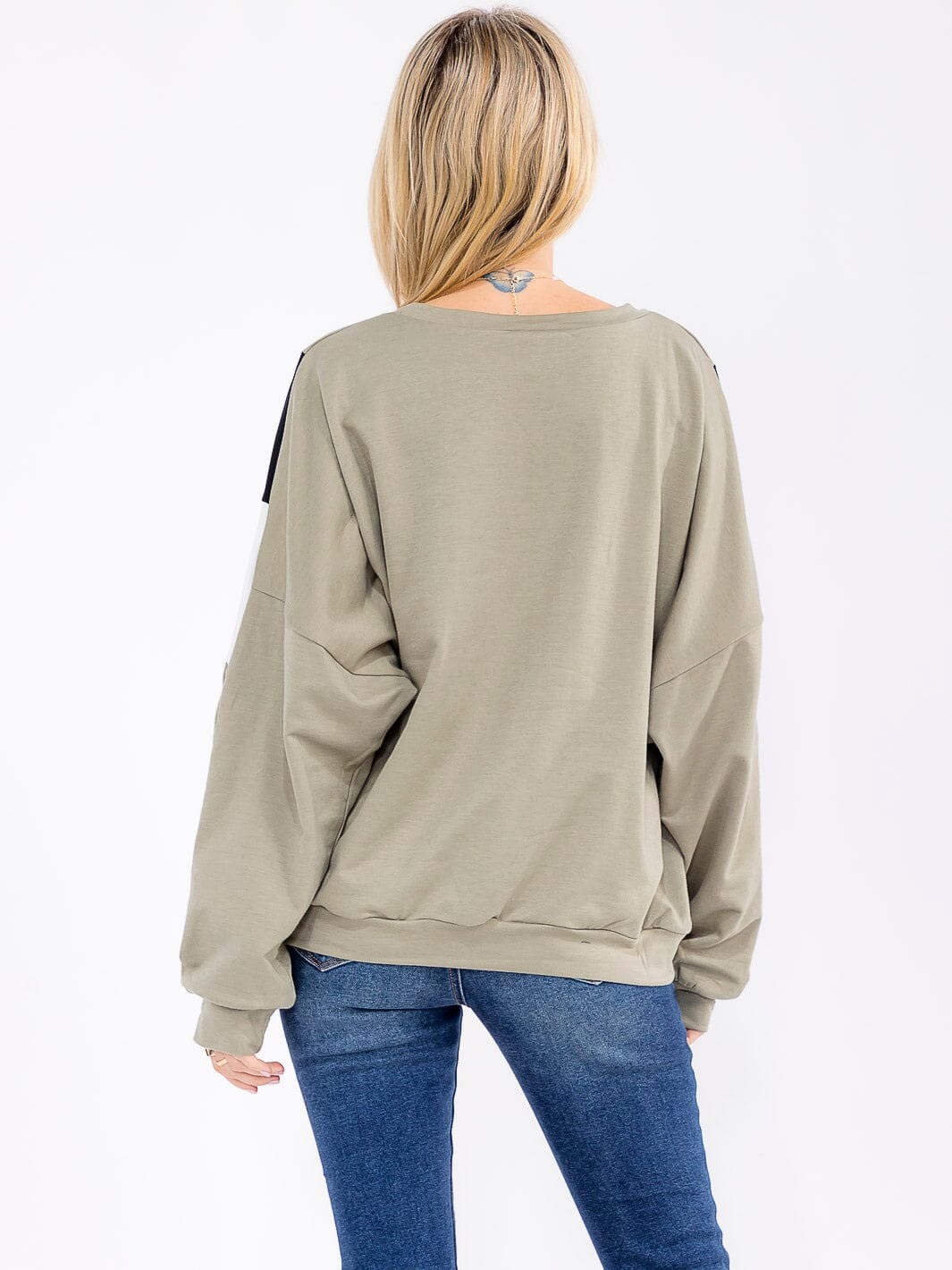 WOMEN'S LONG SLEEVE COLORBLOCK PULLOVER SWEATER