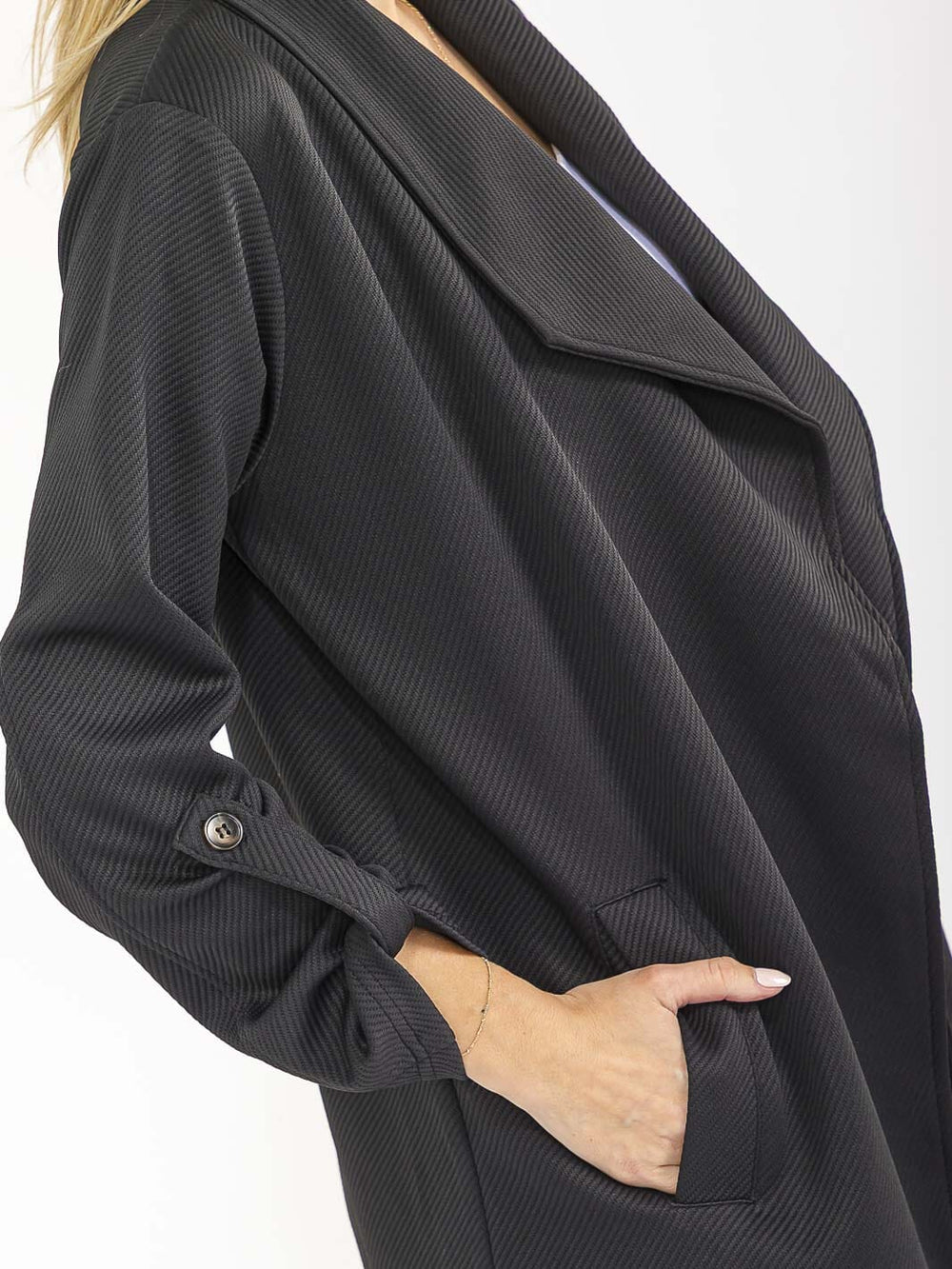 WOMEN'S LONG SLEEVE OPEN FRONT POCKETS CARDIGAN