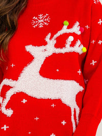 WOMEN'S LONG SLEEVE HOLIDAY PRINT PULLOVER SWEATER