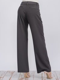 WOMEN'S BUTTON CLOSURE POCKETS WIDE LEG PANTS