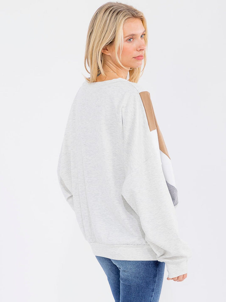 WOMEN'S LONG SLEEVE COLORBLOCK PULLOVER SWEATER