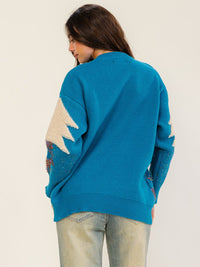 WOMEN'S LONG SLEEVE HOLIDAY SHIMMER GRAPHIC PULLOVER SWEATER