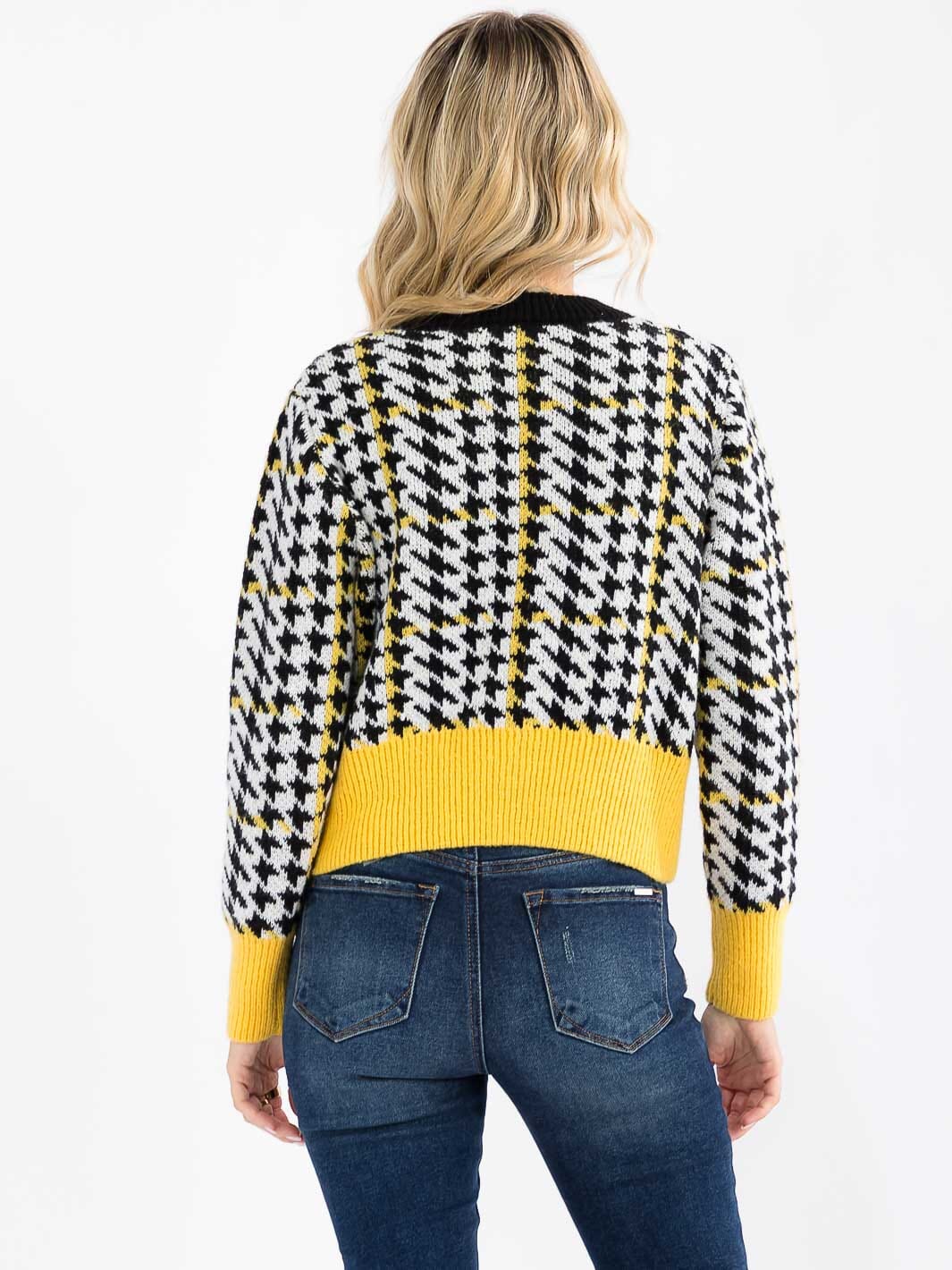 WOMEN'S LONG SLEEVE BUTTON UP COLORBLOCK SWEATER