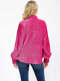 WOMEN'S LONG SLEEVE BUTTON UP CORDUROY STUDS DETAILED BLOUSE