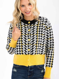 WOMEN'S LONG SLEEVE BUTTON UP COLORBLOCK SWEATER