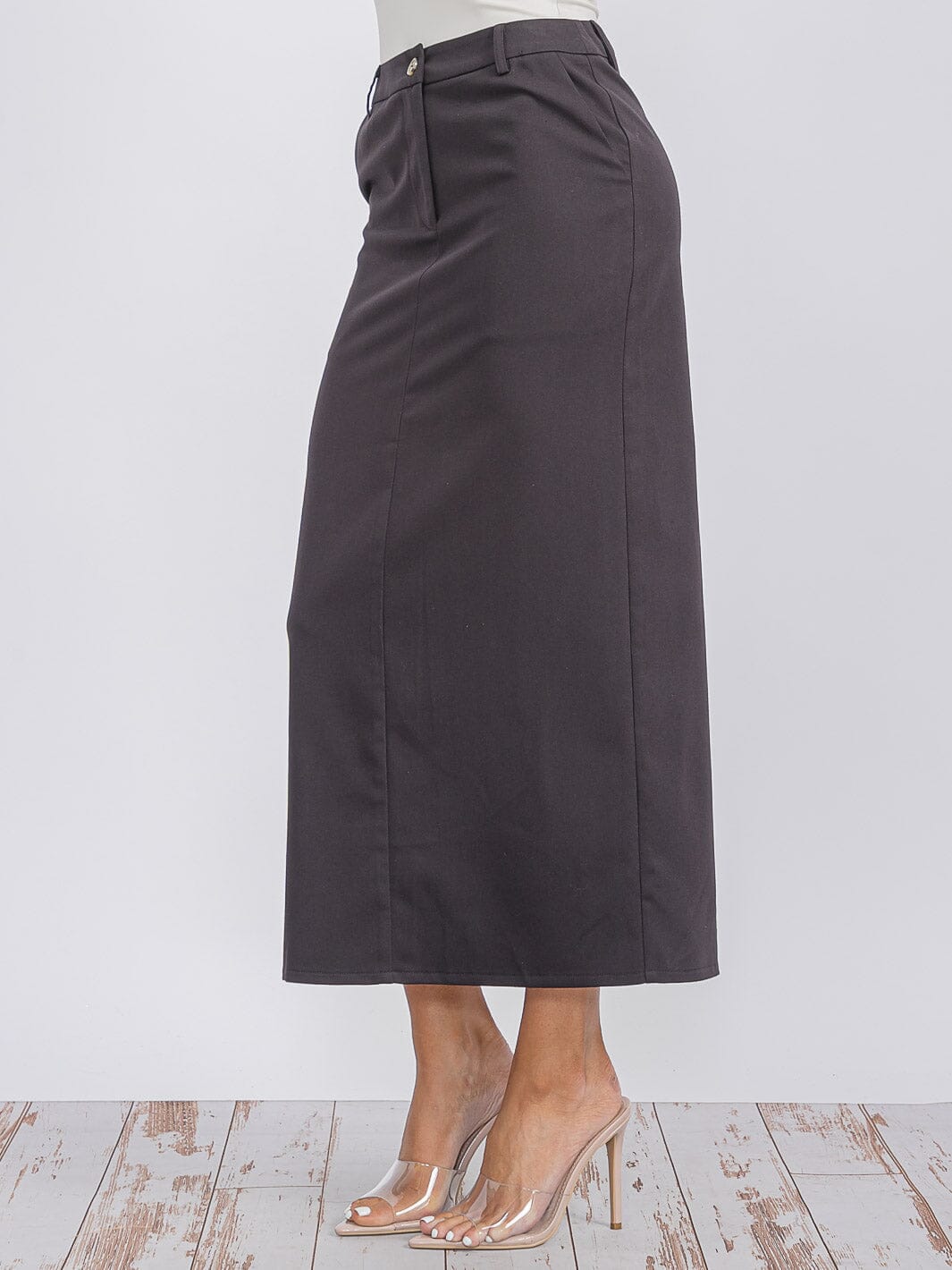 WOMEN'S BUTTON CLOSURE POCKETS MAXI SKIRT