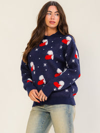WOMEN'S LONG SLEEVE HOLIDAY GRAPHIC PULLOVER SWEATER