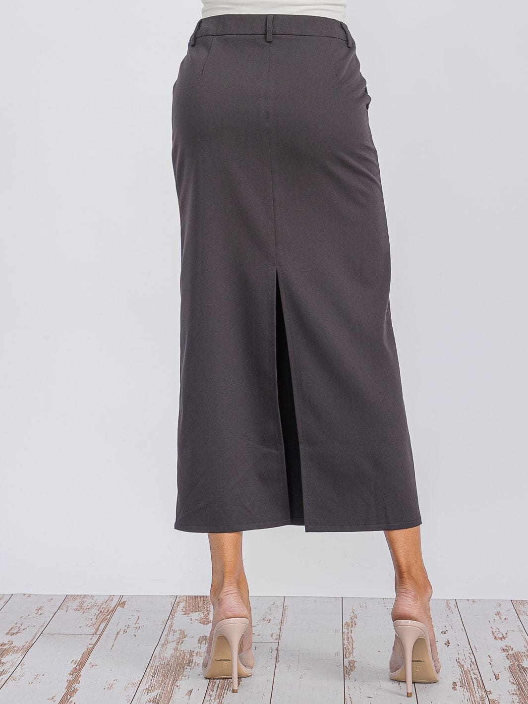 WOMEN'S BUTTON CLOSURE POCKETS MAXI SKIRT