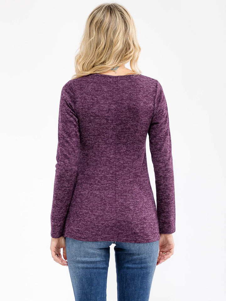 WOMEN'S LONG SLEEVE FRONT ZIPPER DETAILED TOP