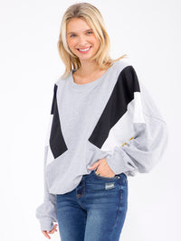WOMEN'S LONG SLEEVE COLORBLOCK PULLOVER SWEATER