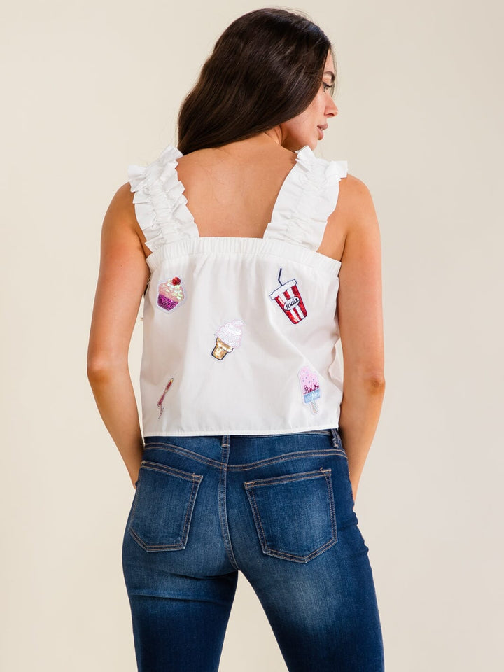 ENTRO WOMEN'S SLEEVELESS SQUARE NECK GRAPHIC TANK TOP