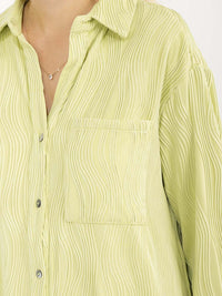 WOMEN'S LONG SLEEVE BUTTON UP FRONT POCKETS DETAILED BLOUSE