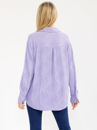 WOMEN'S LONG SLEEVE BUTTON UP FRONT POCKETS DETAILED BLOUSE