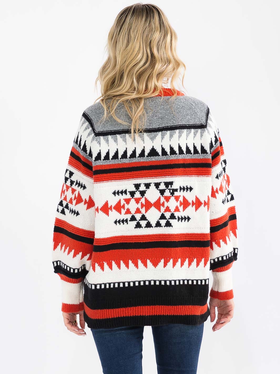 WOMEN'S LONG SLEEVE COLORBLOCK MULTI PRINT PULLOVER SWEATER