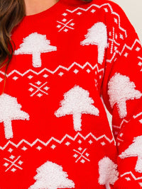 WOMEN'S LONG SLEEVE HOLIDAY PRINT PULLOVER SWEATER