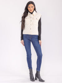 WOMEN'S SLEEVELESS BUTTON CLOSURE FRONT POCKETS DETAILED VEST