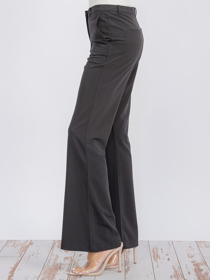 WOMEN'S BUTTON CLOSURE POCKETS BELL LEG PANTS