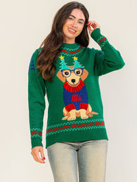 WOMEN'S LONG SLEEVE GRAPHIC HOLIDAY PULLOVER SWEATER